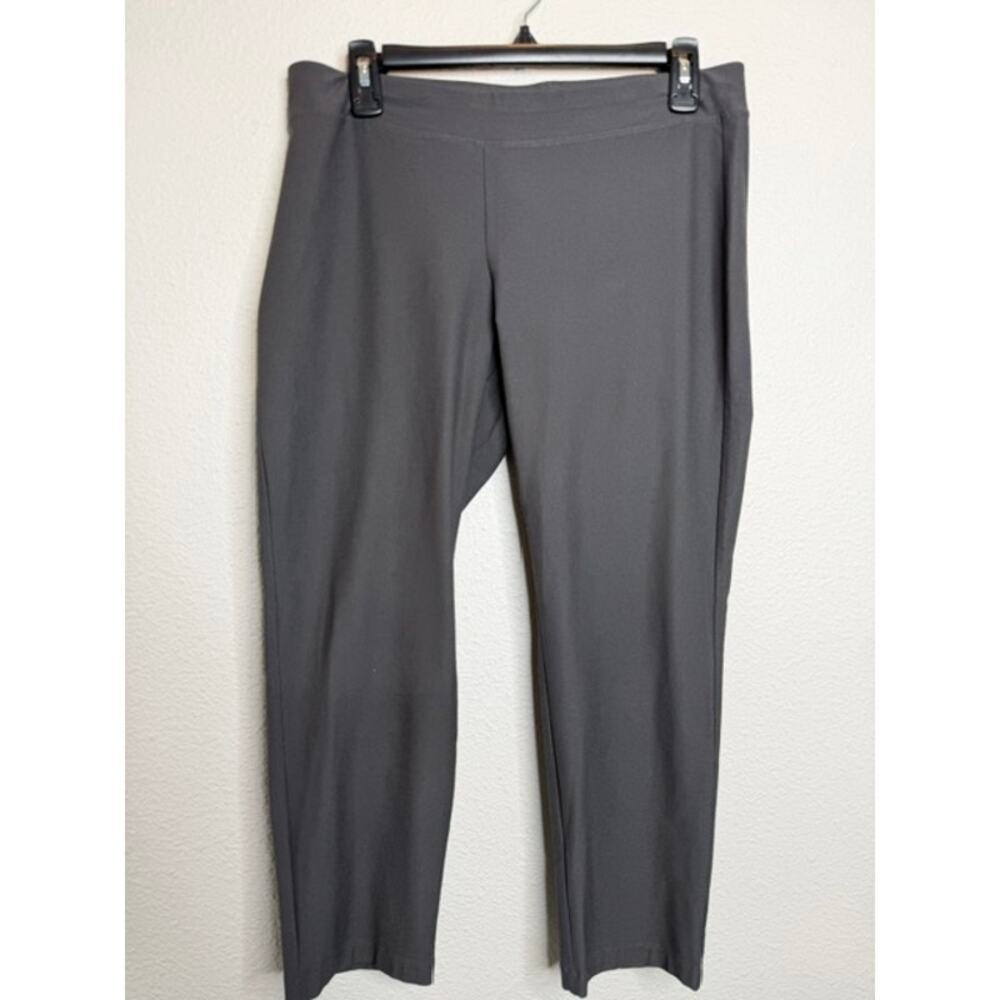 Eileen Fisher Petite Medium Gray Stretch Crepe Slim Ankle Pants Pull On Career